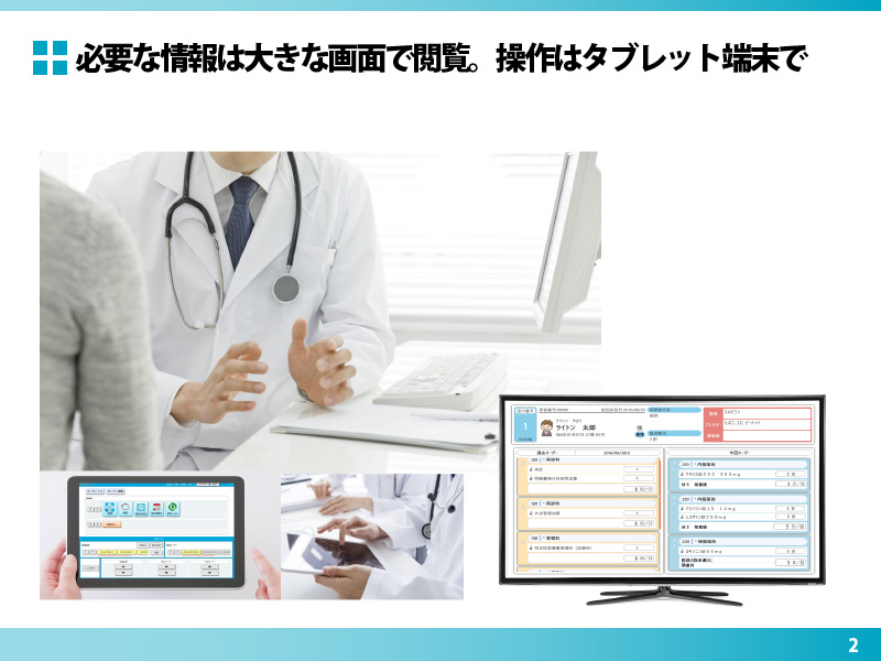 必要な情報は大きな画面で閲覧。操作はタブレット端末で
